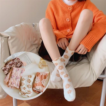 Retro Japončina Kórejčina Štýl Kvet Lolita Ponožky Ženy Harajuku Kawaii Ponožky Priedušná Jar Jeseň Bežné Ponožky