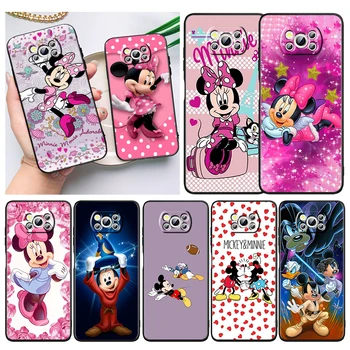 Roztomilý Mickey Mickey Mouse Telefón puzdro Pre Xiao Mi Poco X4 X3 NFC F4 F3 GT M5 M5s M4 M3 Pro C40 C3 5G Mäkký Kryt Čierny Funda