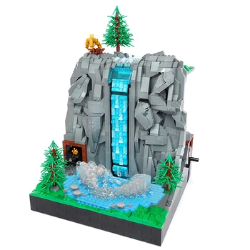 Ručné Naštartovaní Vodopád Alpy Rocky Mountains Útesu Jaskyne Bane Budovy Model Auta MOC Architektúry Tehla Model Hračka DIY Dieťa Darček