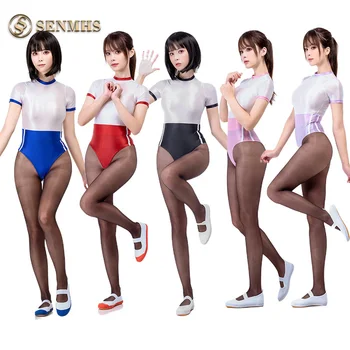 SENMHS Školské Dievča Jednotné Kawaii Kombinézach Japonský Erotické spodné Prádlo Mníška Cosplay Sexy Bielizeň Lesk Plavky, Porno, Oblečenie