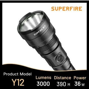 Supfire Y12 Super Jasné LED Baterka 3000Lumen Nabíjateľná Pochodeň Svetla Pre Vonkajšie/Vojenské Špeciálne Long-Range Svetlomet
