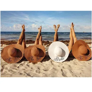 svadobné party beach sun hat monogrammed vonkajšie výlet spp Slamy Dovolenku klobúk Personalizované medové týždne floppy klobúky bachelorette darček