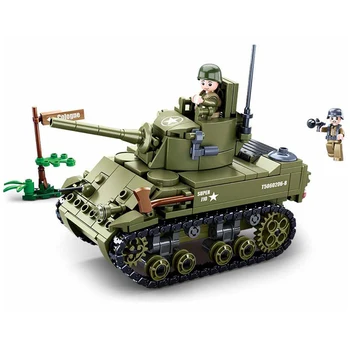 Svetovej Vojny Normandie Pristátia americkej Armády M5 Stirling Tanku Zbraň Stavebné Bloky Vojenské Vojak Tehly Klasický Model Deti Hračky