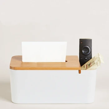 Tkanivo Box s Telefónom, Slot Bambusové Drevené Plastový Kryt Vodotesný Toaletného Papiera Zásobník Prípadoch Uterák Úložný Box Domov Organizátor