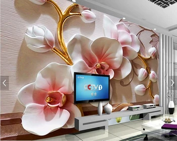 Vlastné abstraktných de parede 3d,motýľ a orchidea nástenné maľby pre obývacej izby, spálne, tv pozadie steny domova tapety