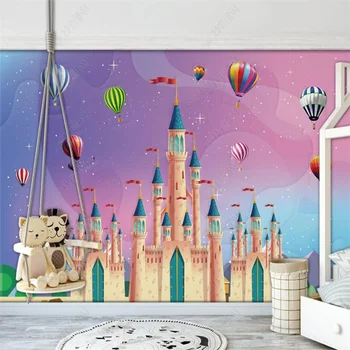 Vlastné Tapetu Iny Hrad teplovzdušný Balón detskej Izby nástenná maľba Domova 3D Stenu Papier detská Izba samolepiace Tapety
