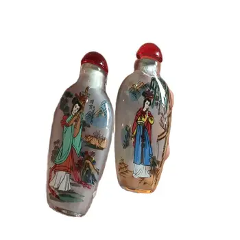 Čína Starého Pekingu Maľované Šnupavý Tabak Fľaše, Sklenené Fľaše Dávnych Štyri Krásky