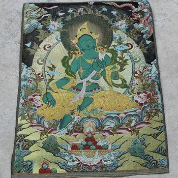 Čínska Ľudová Hodváb výšivky Zelená Tara Mahajánskeho Buddhizmu Thangka Maľovanie nástenná maľba