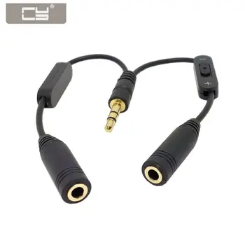 Chenyang CY Stereo Samec 3,5 mm Dvojitý 3,5 mm Samica Audio konektor pre Slúchadlá Y Splitter Kábel Adaptéra s Objemom Prepínač