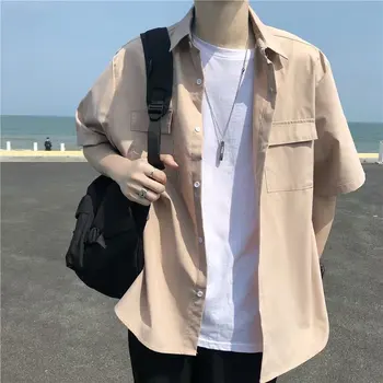 Košele Mužov Cargo Mužskej Módy Pekný Farebný All-zápas Japonských Študentov Teens Oblečenie Camisa Masculina Populárne Camisa Masculina