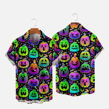 Pánske Havajské T-Shirt Gotický Halloween 3D Vytlačené Y2K Hombre S Vreckami Fashion Tričko Bežné Pláži Nadrozmerné Oblečenie 4
