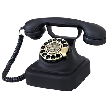 Rotačné Vytáčanie Telefónnych s Mechanických a Elektronických Bell, Opakovanie, Retro Classic Šnúrový Telefón Vintage Pevný Telefón, Čierne