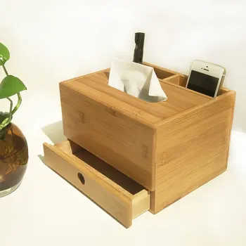 Stručný Multifunkčné záhradné bambusu tkaniva box Creative móde bambusu úložný box Mať zásuvky
