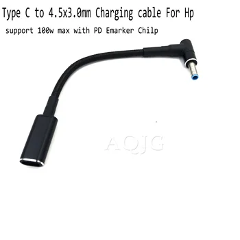 Typ C pre 4.5x3.0 mm Konektor Converter 100W USB C PD Rýchle Nabíjanie Kábel pre HP / Dell Notebook, Nabíjačka DC 4.5*3.0