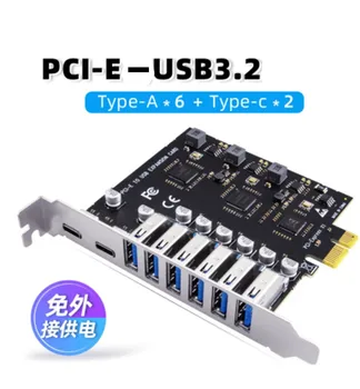 USB 3.2 Karty PCIe X1 USB Gen1 5Gbps 8 Port (6 USB +2 Typ C) Čip VL805+NEC720210 Converter Adaptér Rozšírenie PCIE Splitter