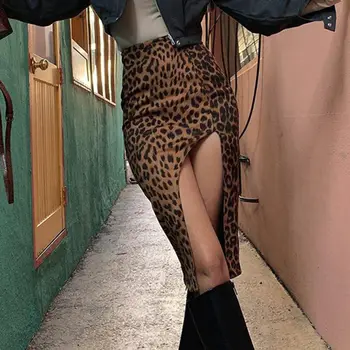 Y2k Krátke Leopard Tlač Snakeskin Krátke Sukne Slim Suede Sladké Dámy Bežné Šaty, Sexy Vysoký Pás Sukne pre Ženy, Punk Móda