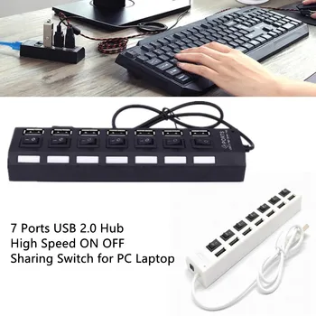 ZUIDIDI ON/OFF Office Mini Notebook Splitter Ergonomický Dizajn 7 Port High Speed USB 2.0 HUB Adaptér